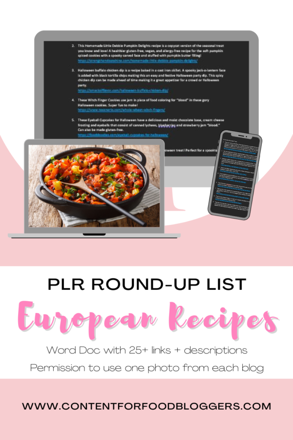 PLR Round Up Lists - 25 European Recipes