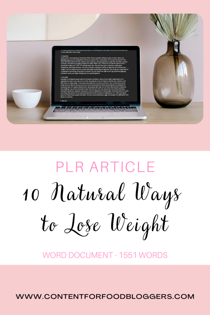 PLR Written Article - 10 Natural Ways to Lose Weight