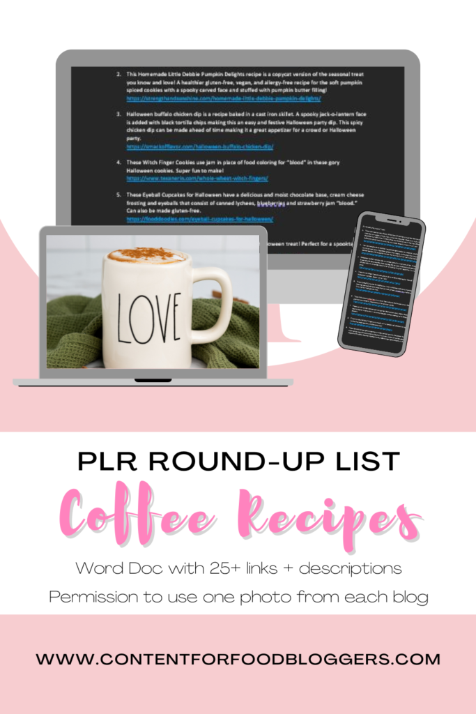 PLR Round Up Lists - 15+ Delicious Coffee Recipes - Content For Food ...