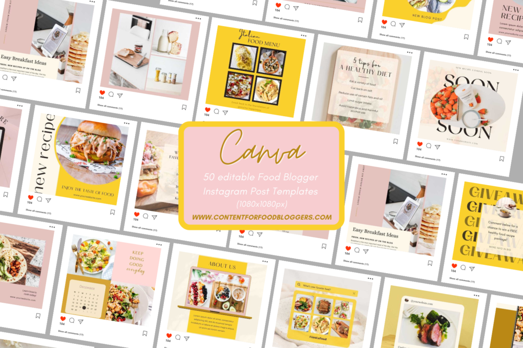 PLR Instagram Post Template - 50 Instagram Posts for Food Bloggers