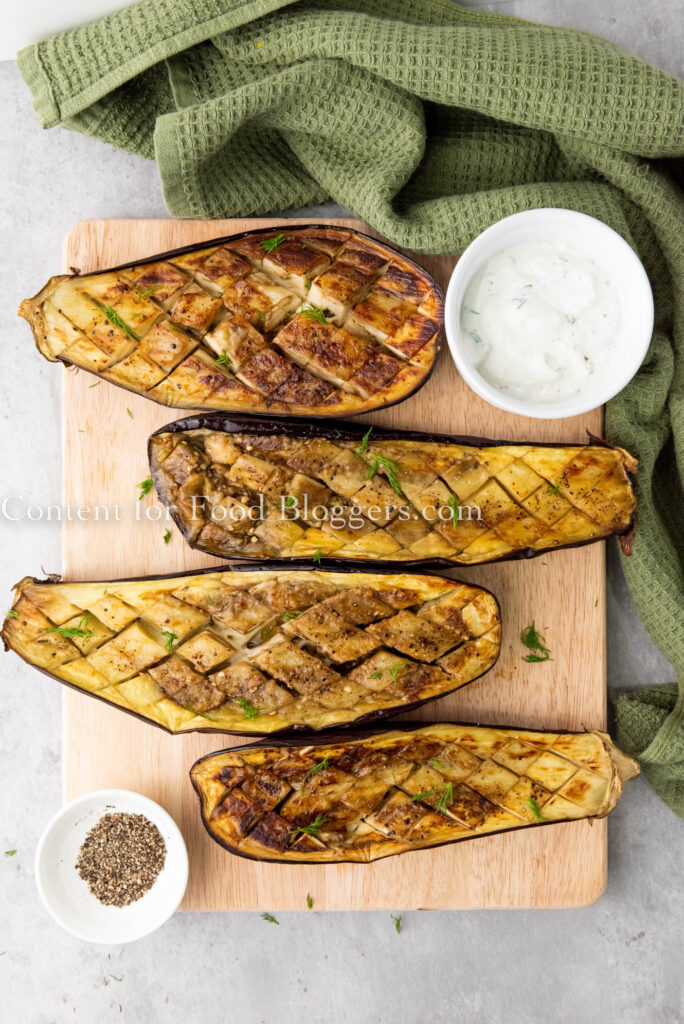 PLR recipe – Grilled Eggplant with Garlic Dill Yogurt Sauce