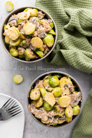 PLR Recipe - Creamy Brussels Sprouts with Pancetta
