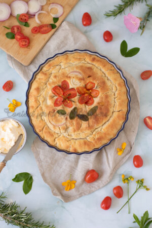 PLR Recipe - Homemade Focaccia with Cherry Tomatoes and Onion