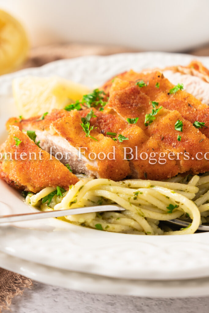PLR Recipe - Crispy Lemon Garlic Chicken with Spaghetti