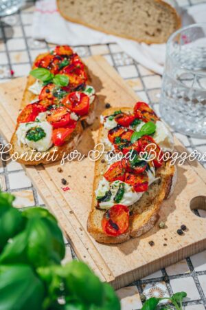 PLR Recipe - Savory Burrata Toast with Roasted Tomatoes & Basil Drizzle