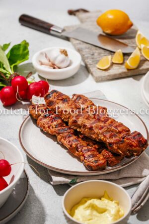 Exclusive Recipe - Grilled Marinated Pork Skewers with Homemade Aioli