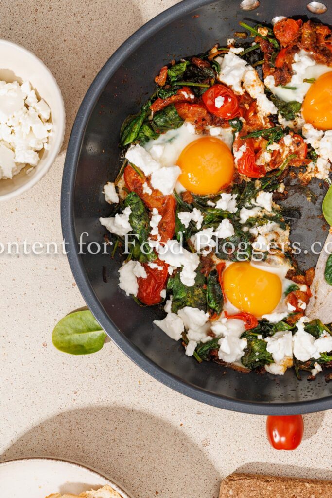 PLR Recipe - Shakshuka with Feta, Spinach & Cherry Tomatoes
