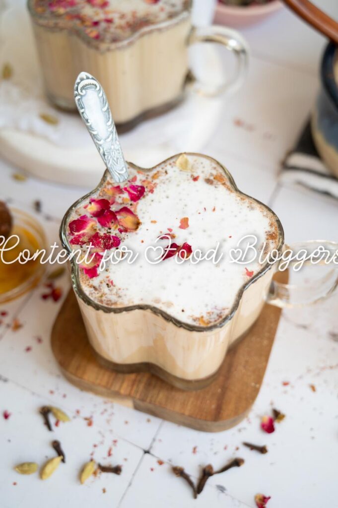PLR Recipe - Chai Spiced Honey Latte with Dried Rose Petals