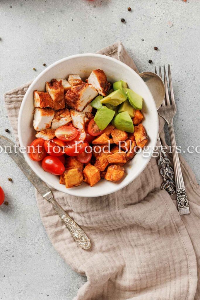 PLR Recipe - Blackened Chicken & Sweet Potato Bowl