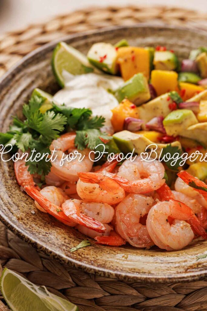 PLR Recipe - Shrimp & Avocado Bowl with Mango Salsa & Lime Chili Sauce