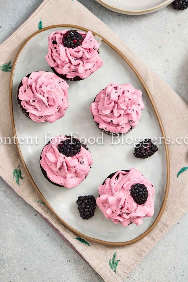Exclusive Recipe - Blackberry Chocolate Cupcakes with Fresh Blackberry Buttercream